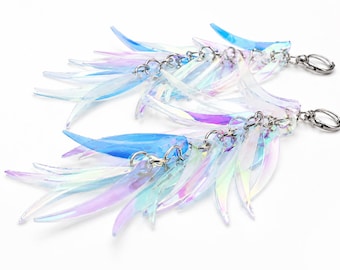 White AB Comet Sequin Dangle Earrings