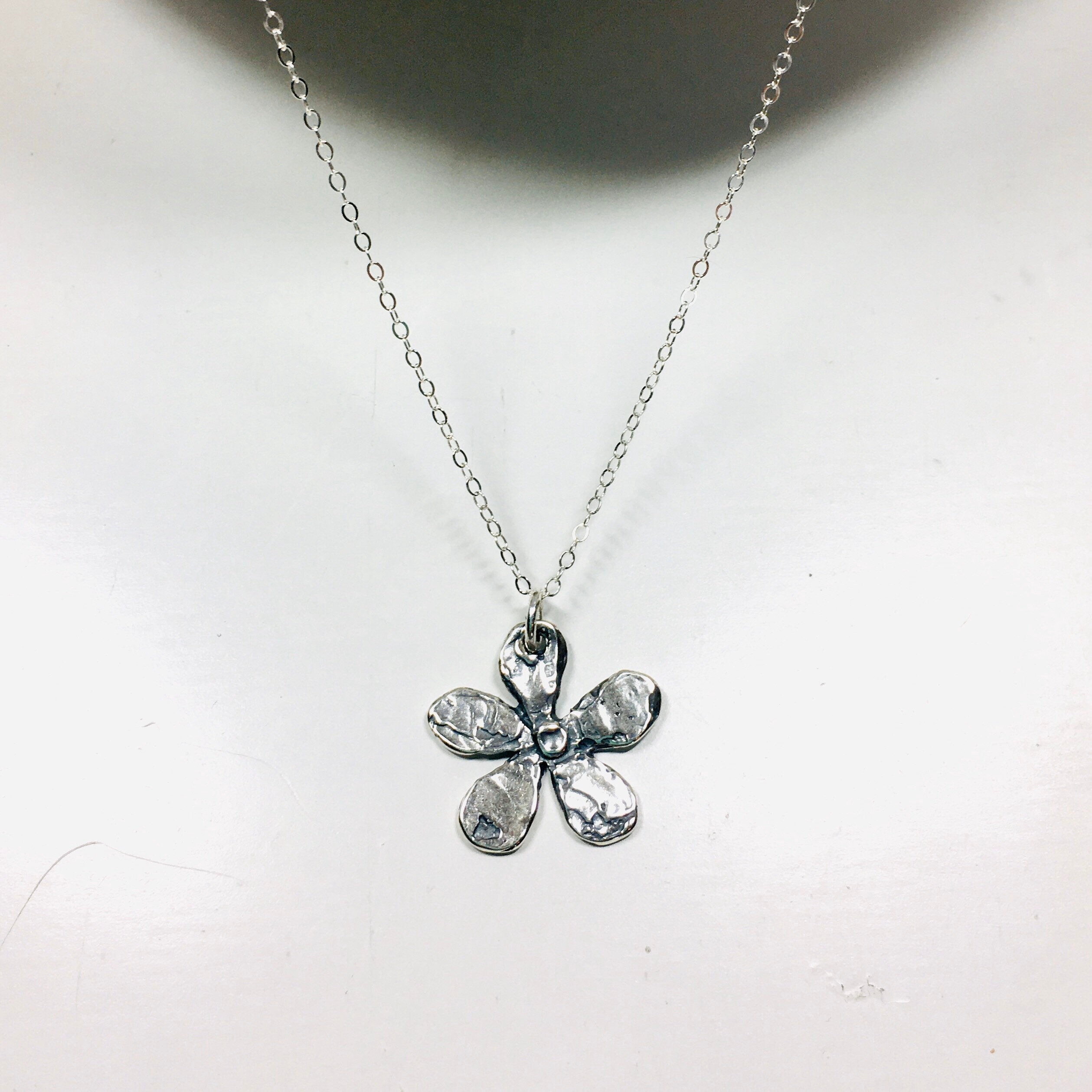 Sterling Silver Flower Pendant Necklace Sterling Silver Etsy