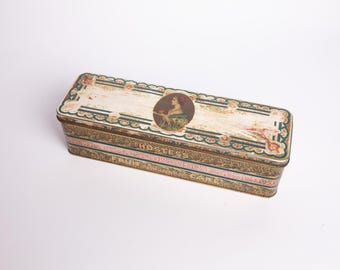 Vintage Victorian Style Tin Box, Ornate Fruit Cake Tin, Decorative Storage, Cottage Kitchen Decor
