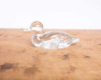 Fenton Glass Duck Figurine | Satin Frosted Art Glass Bird | Vintage Collectible