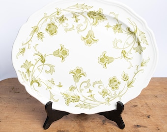 Vintage Ironstone Platter – Windsong by J&G Meakin – Olive Green Floral Transferware – Plate Wall Decor
