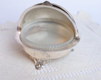Vintage Silverplate Butter Dish with Lid – Footed Dome Butter Dish – Glass Insert – Victorian Style Serving Dish