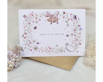 Beautiful Love is in the Air Engagement / Wedding Greeting Card with Bio Glitter