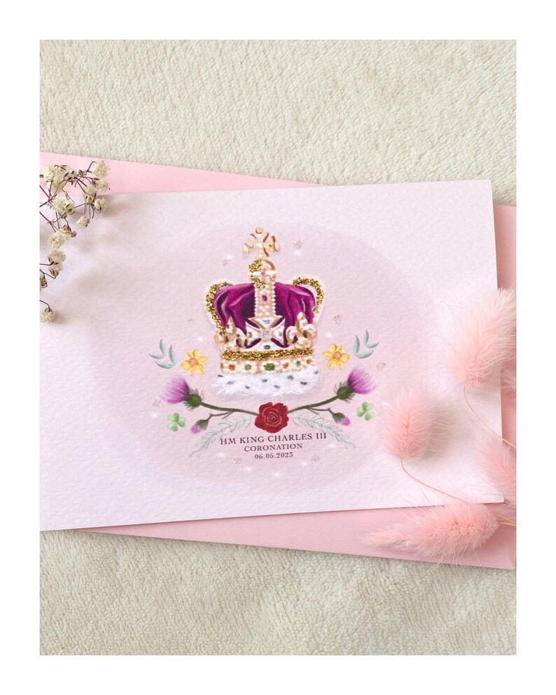 HM King Charles III / Coronation Crown / Greeting Card / Wall Art / Royal Memorabilia / Celebration image 2