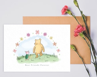 Winnie the Pooh bear adorable best friend card