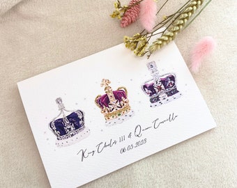 HM King Charles III / Coronation Crowns / Greeting Card / Wall Art / Royal Memorabilia / Celebration