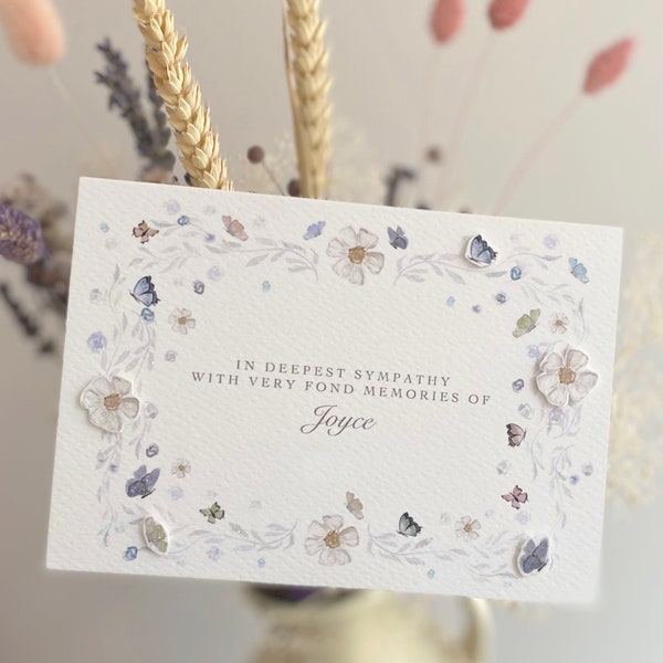 Carte de voeux personnalisée Deepest Sympathy Bio Glitter