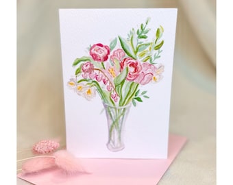Floral Vase Greeting Card for a variety of occasions with Bio Glitter