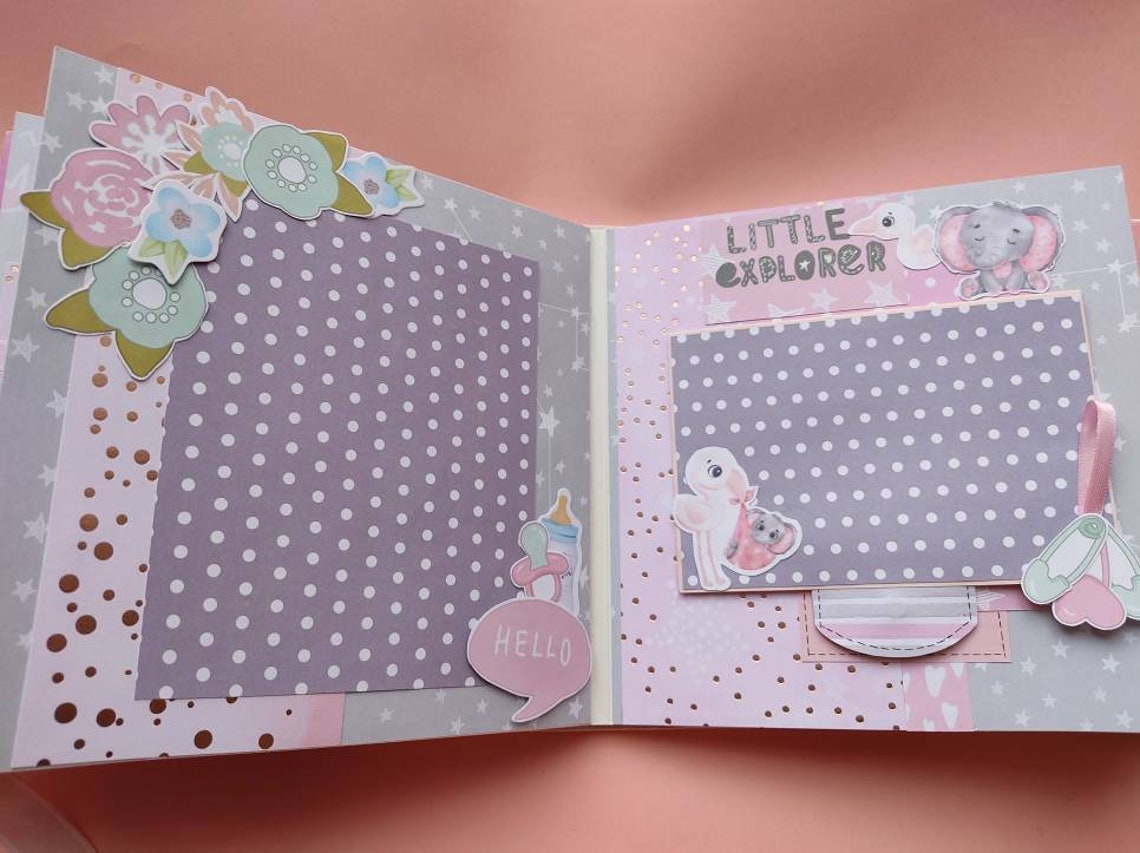 Baby Girl Scrapbook Album Baby Girl Premade Album Baby Book Etsy