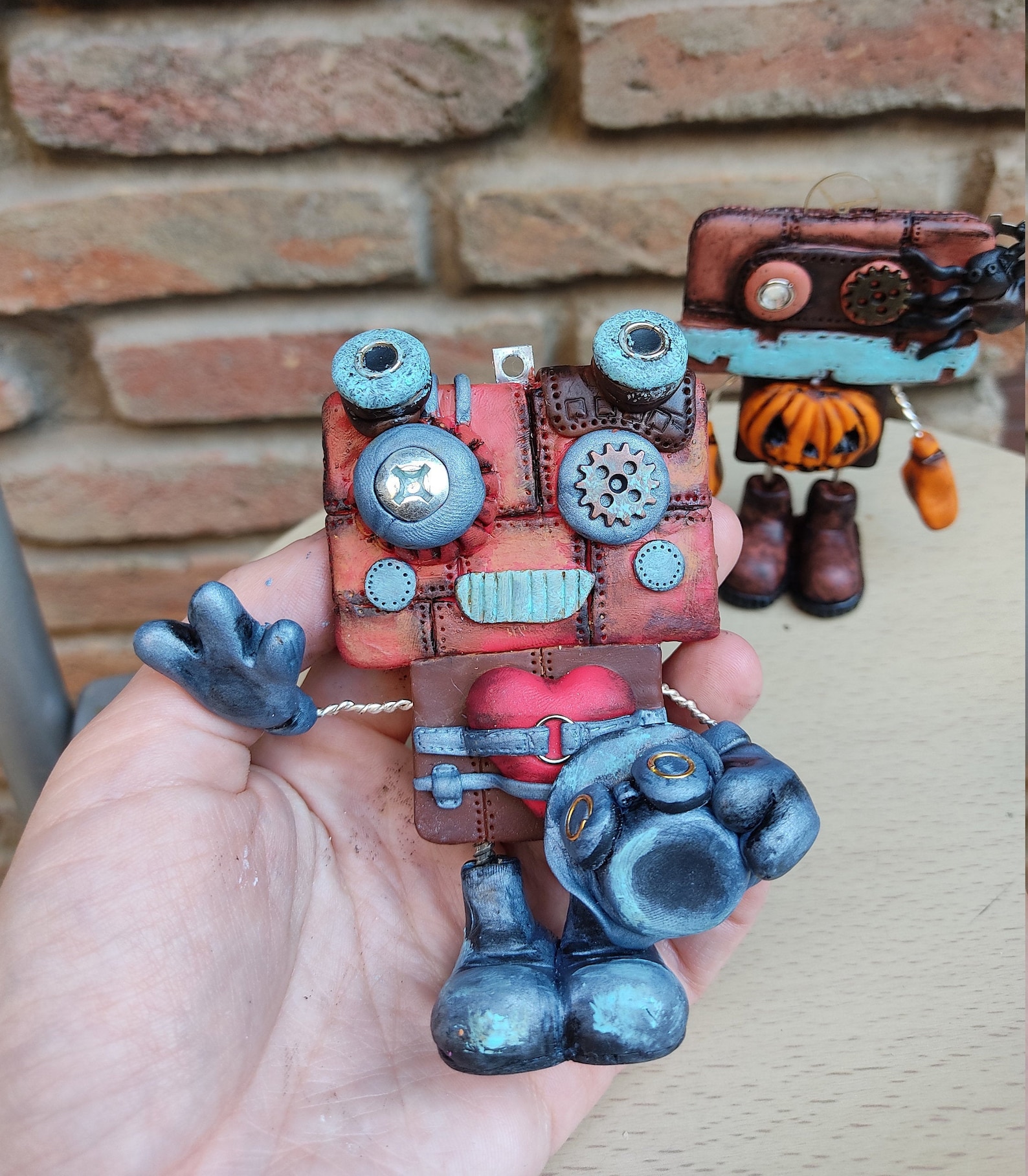 Polymer clay robot figurine steampunk robot sculpture Etsy