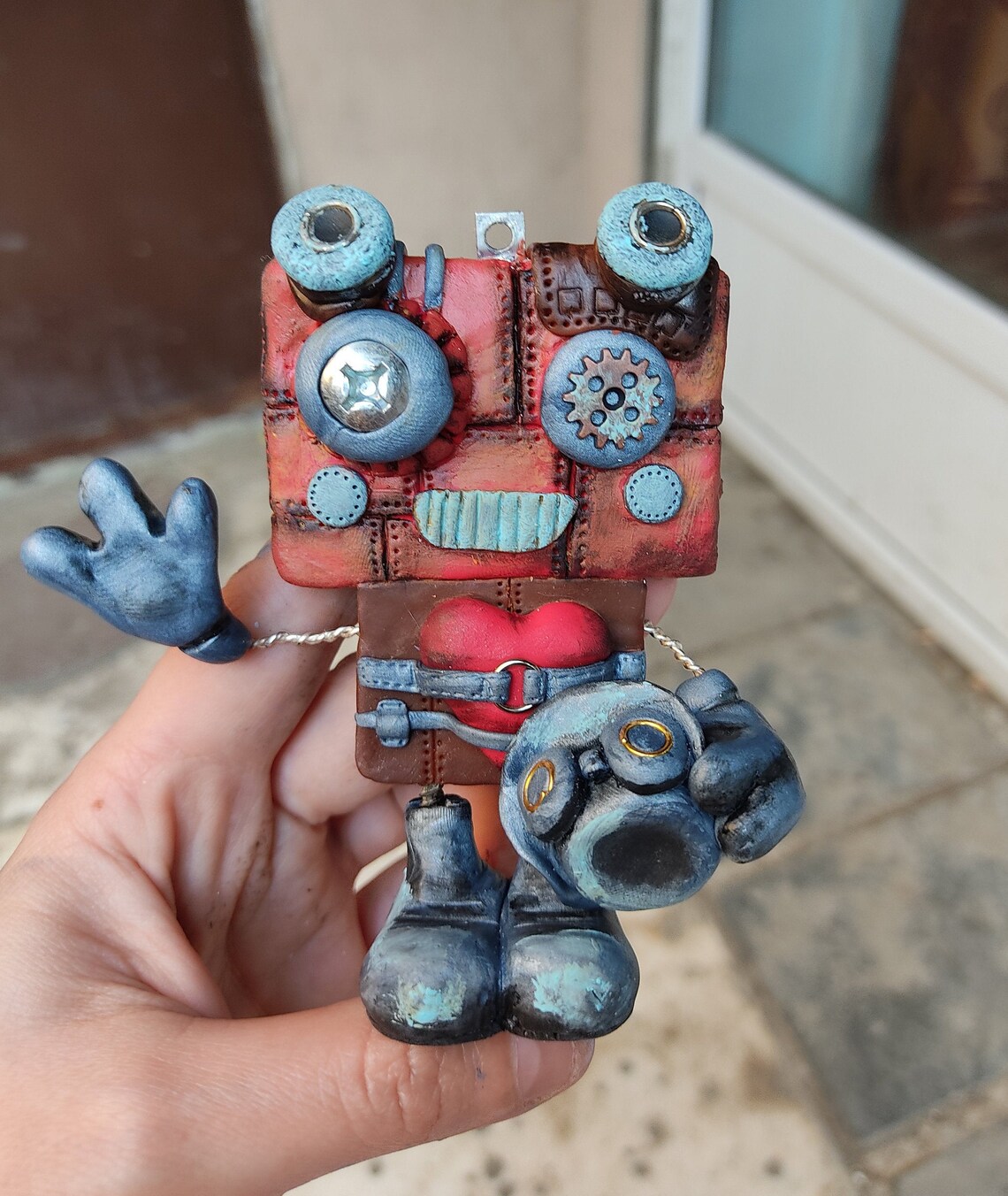Polymer clay robot figurine steampunk robot sculpture Etsy