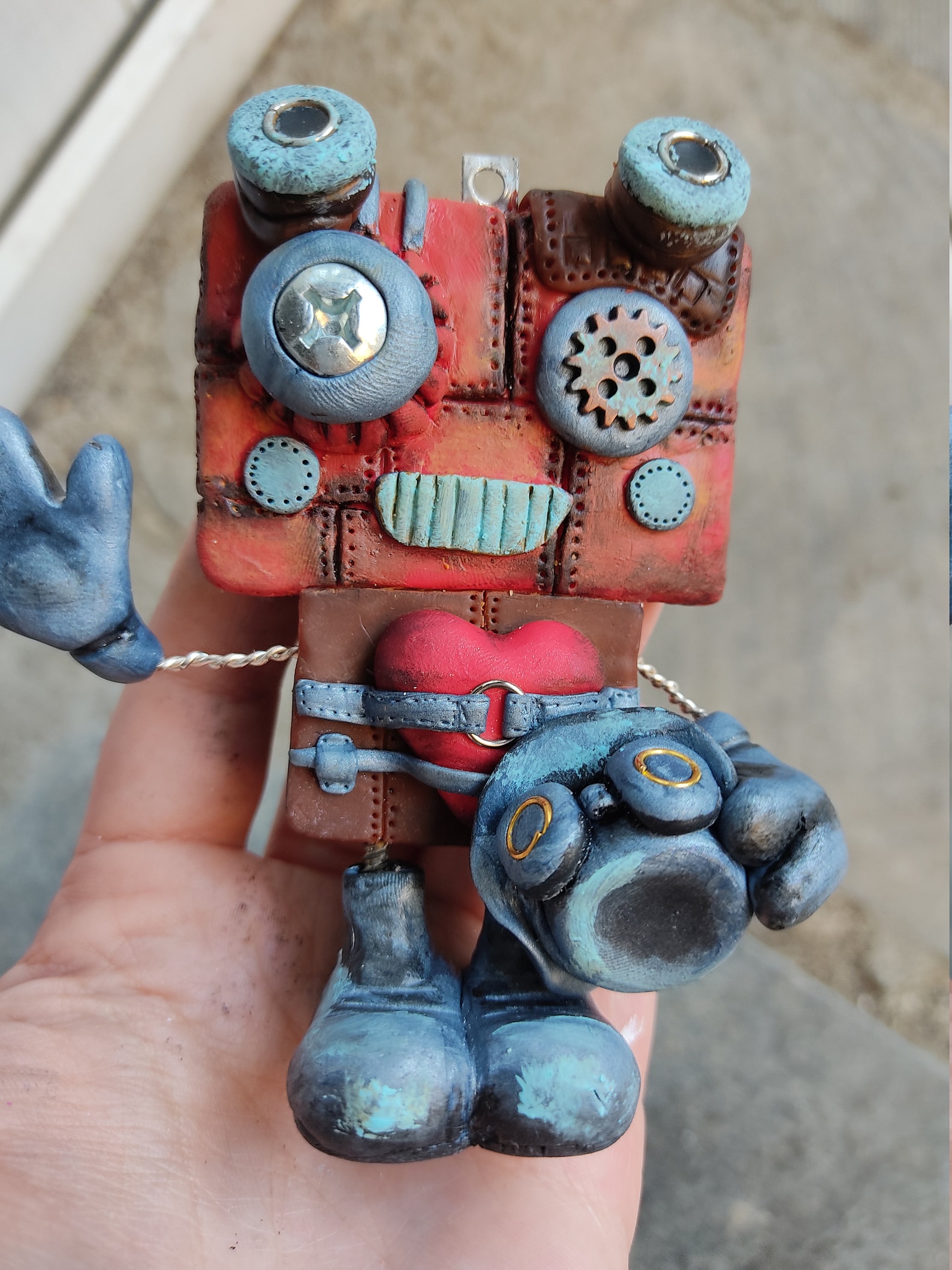 Polymer clay robot figurine steampunk robot sculpture Etsy