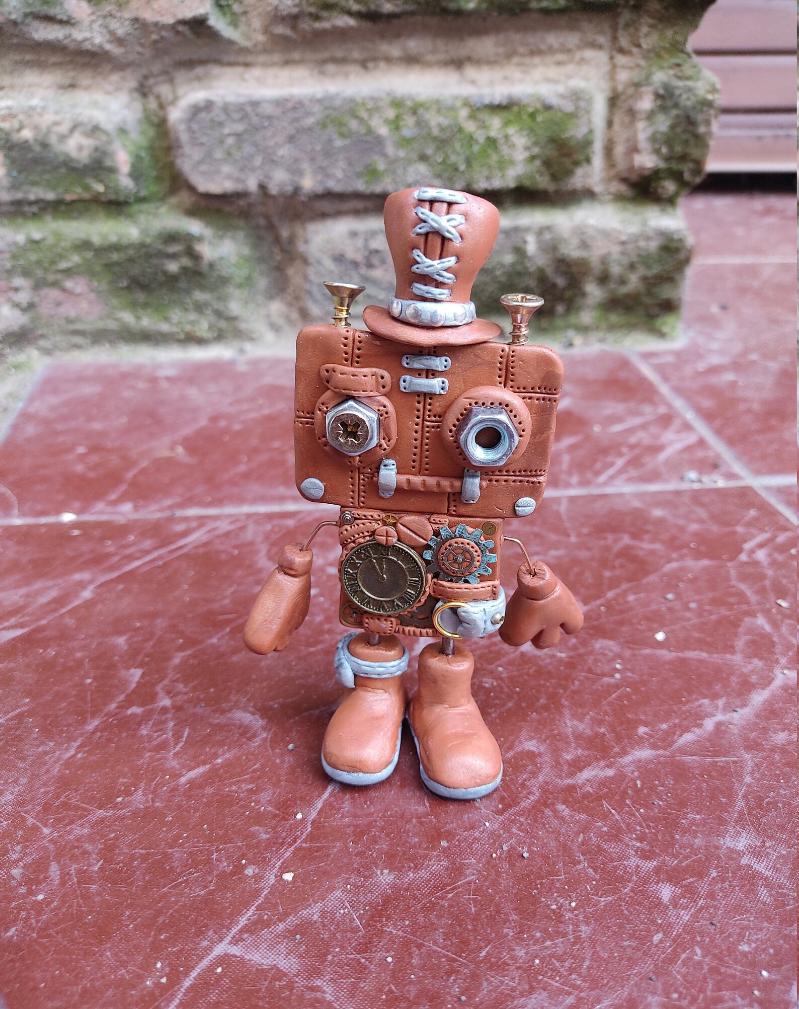 Cute robot figures clay robot figurines robot with baby Etsy