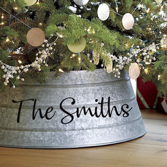 Galvanized Metal Christmas Tree Collar With Hinge Closure / | Etsy