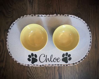 Custom Pet Bowl Mat // Personalized Dog Food Mat // Cat Mat