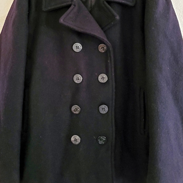 Schott Pea Coat Black Navy Jacket Made in USA NYC