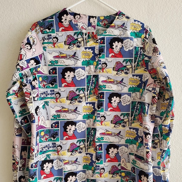 Vintage Betty Boop Scrub Outfit Shirt 1997 Large Size