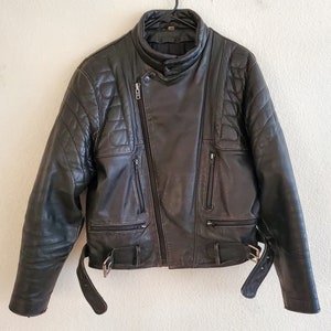 Vintage Black Motorcycle Leather Jacket Open Road Biker Jacket