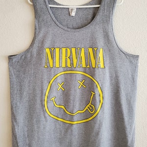 ▪️90‘s【NIRVANA】VINTAGE TANK TOP RARE 1990s Kurt Cobain Black & White Tank Top Cobain