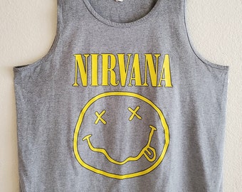 1990s Nirvana Happy Face Artimorde Tank Top - Etsy