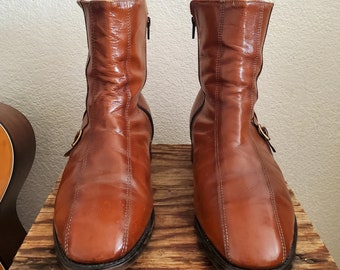 Leather Biker Boots - Size 8.5 USA