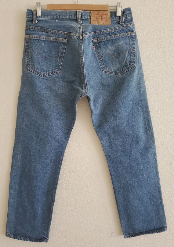 Vintage 501 Levis Jeans 35x31 Distressed Blue Jea… - image 6