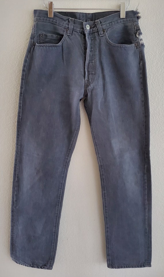 Vintage 501 Levis Jeans 31x32 Trashed Faded Black 