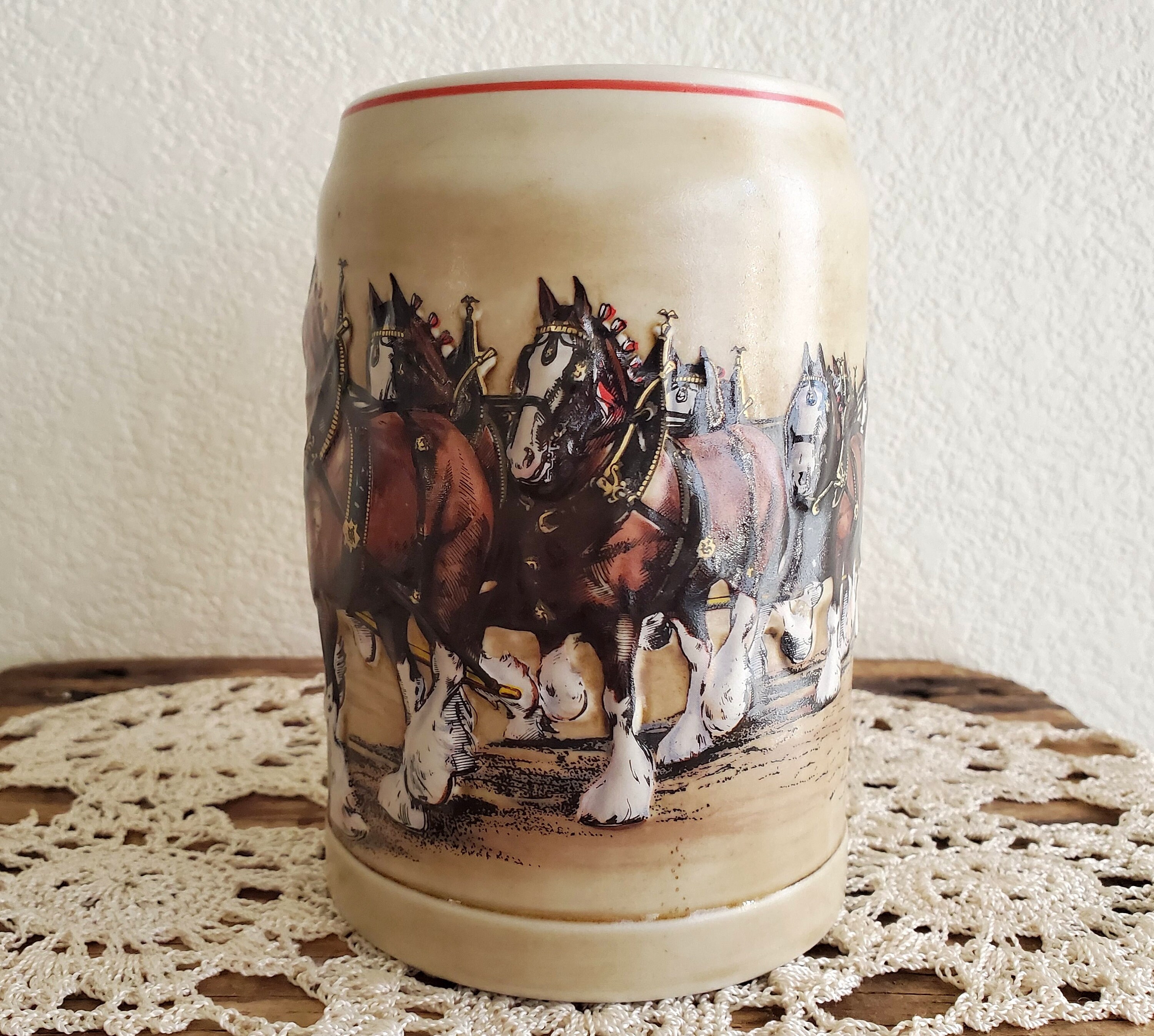 Vintage Budweiser World Famous Clydesdales Stein Mug Made in