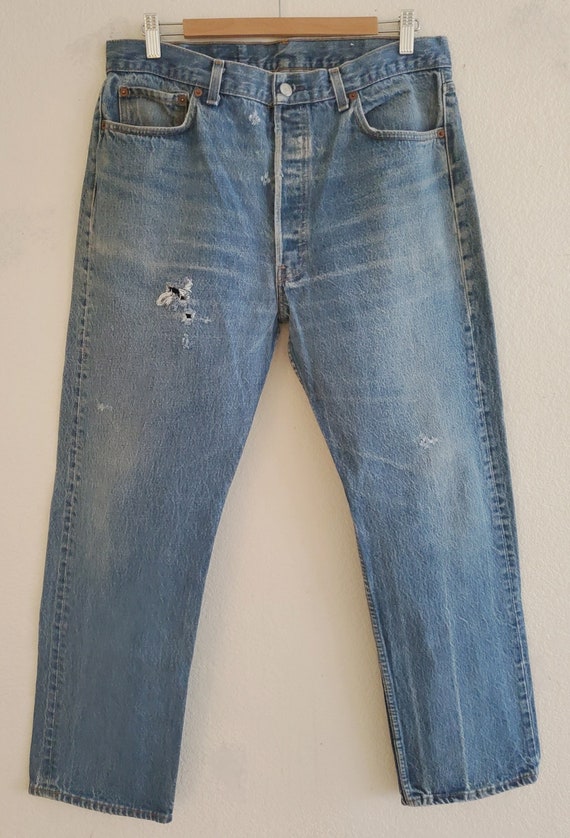 Vintage 501 Levis Jeans 38x33 Distressed Jeans Ma… - image 1