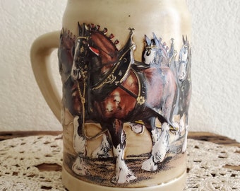 Vintage Budweiser World Famous Clydesdales Stein Mug Made in
