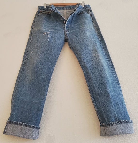 Vintage 501 Levis Jeans 38x33 Distressed Jeans Ma… - image 3