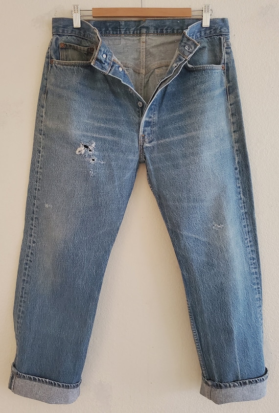 Vintage 501 Levis Jeans 38x33 Distressed Jeans Ma… - image 2