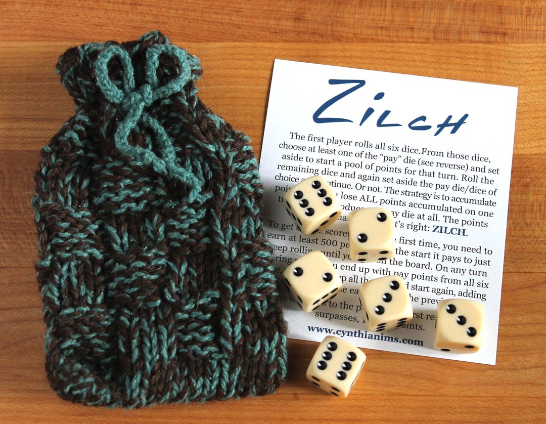 Zilch Dice Game With Handknit Bag Etsy