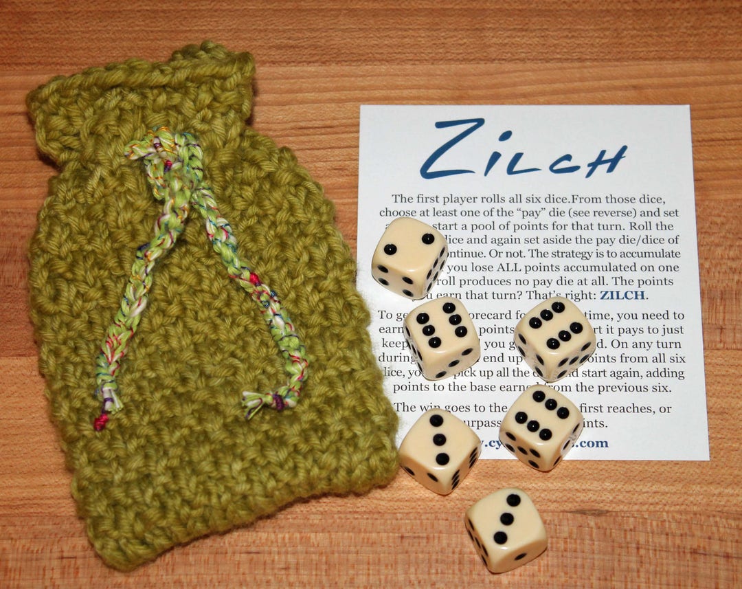 Zilch Dice Game With Handknit Bag Etsy