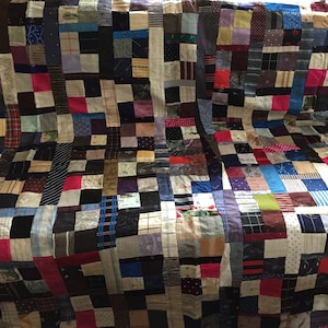 vintage silk tie quilt blanket throw man cave decor