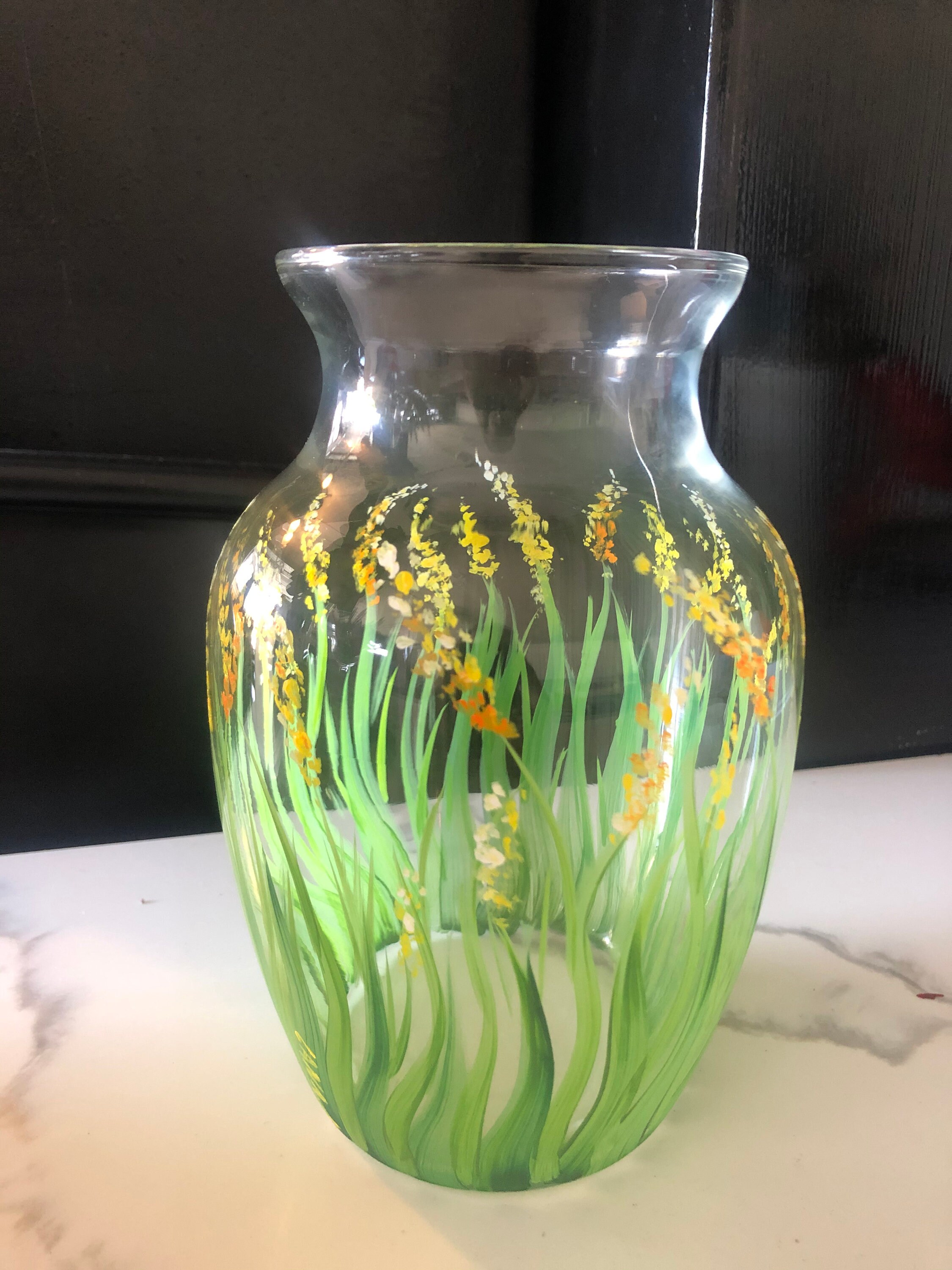 Hand Painted Flower Vase - Etsy
