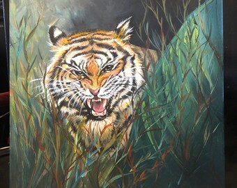 Tiger painting original oil art on canvas