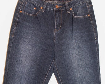 OFERTA DE VERANO - Jeans elásticos Pierna recta Jr / Talla de mujer 6 Jeans de lavado oscuro, Jeans de vaquera, Jeans de tiro medio