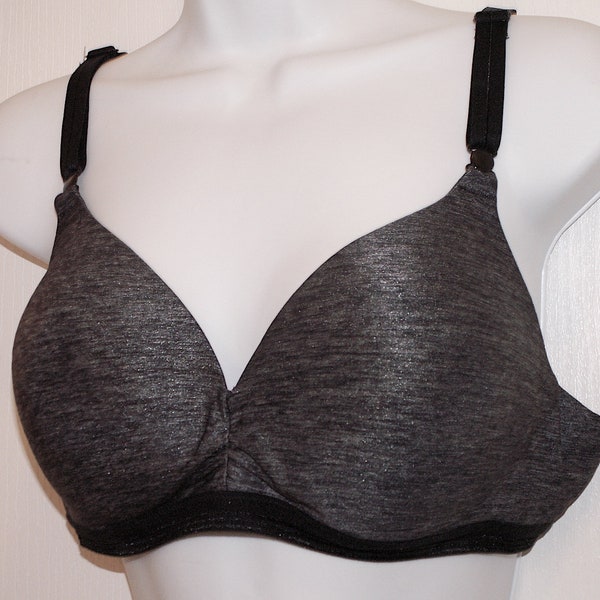 Warners Play It Cool Wirefree Contour Bra With Lift RN3281A Size 38B Gray Black
