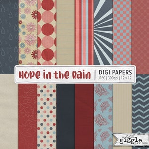 Papers | Digital Scrapbook | {Hope in the Rain} | 16 Papers | 12x12 | Printable | A Little Giggle Designs
