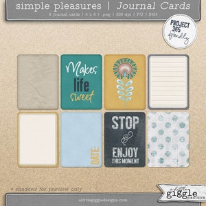 Journal Karten | Digitales Scrapbooking Schlichte Freuden | 8 Karten | Ein wenig Giggle Designs