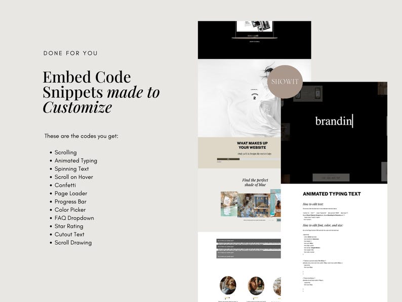 K&ouml;nnte beinhalten: Ein Website-Design-Mockup mit dem Text "What makes up your website" und "Find the perfect shade of blue". Das Mockup zeigt ein Schwarzwei&szlig;bild einer marmorartigen Oberfl&auml;che. Das Website-Design ist f&uuml;r ein Unternehmen namens "Showit".