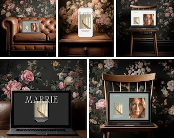 Marrie Canva Mockup Collection – 27 Feminine Moody Mockups | Laptop, iPad & Mobile Mockups