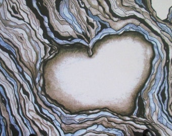 Heart Card Romantic Card Birthday Cards Anniversary Cards Tree Card DIY Card Blank Note Card Personalized Cards Rustic Cards Black and White