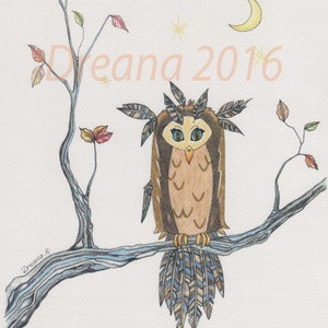 Owl Art, Owl Drawing, Owl Illustration, Owl Decor, Wall Hanging Owl Art Whimsical Owl Art, Zentangle Owl