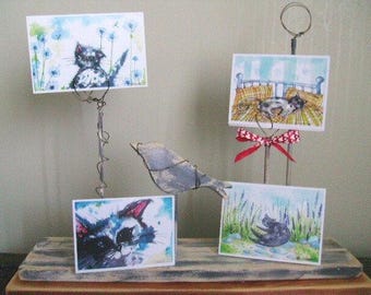 Cat Note cards, Kitty Cards Kitty Greeting Cards Cat Cards with Envelopes Cat Art, Watercolor Art Printed Cards, Set of 4 assorted cards