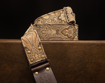 Canyon Deuce Series 2" Brown and Tan Paisley fabric guitar strap