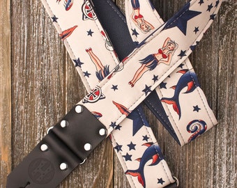 Tattoo Series 2" Red, White & Blue "Hula" guitar strap