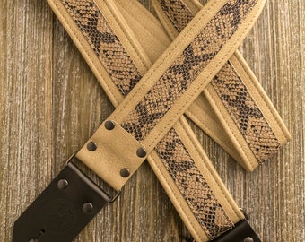 Leather Deuce Series 2" Buff "Skunk Stripe" leather guitar strap