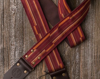 Mod Deuce Series 2" Burgundy and Orange guitar strap